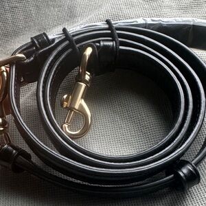 Coach Black Leather Strap with Brass Gold Hardware